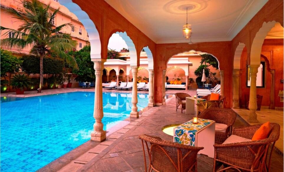 Samode Haveli Swimming pool hotel jaipur